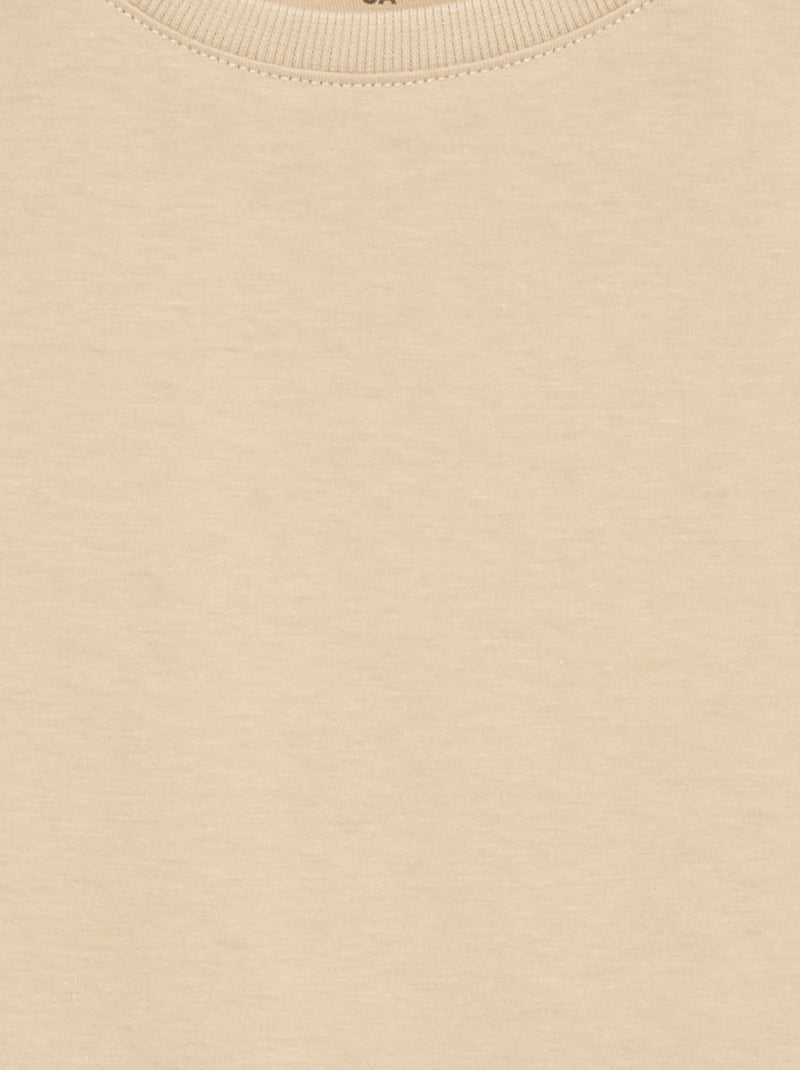 Basic T-shirt met lange mouw Biege - Kiabi