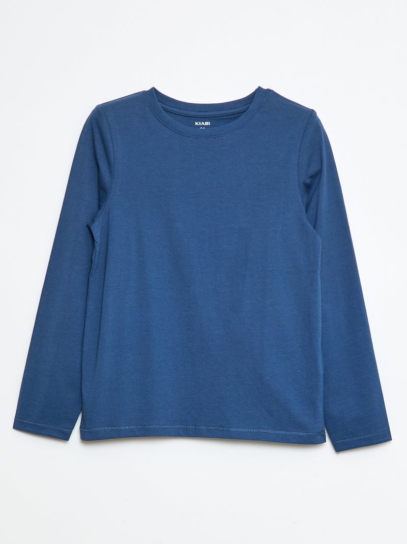 Basic T-shirt met lange mouw Blauw - Kiabi