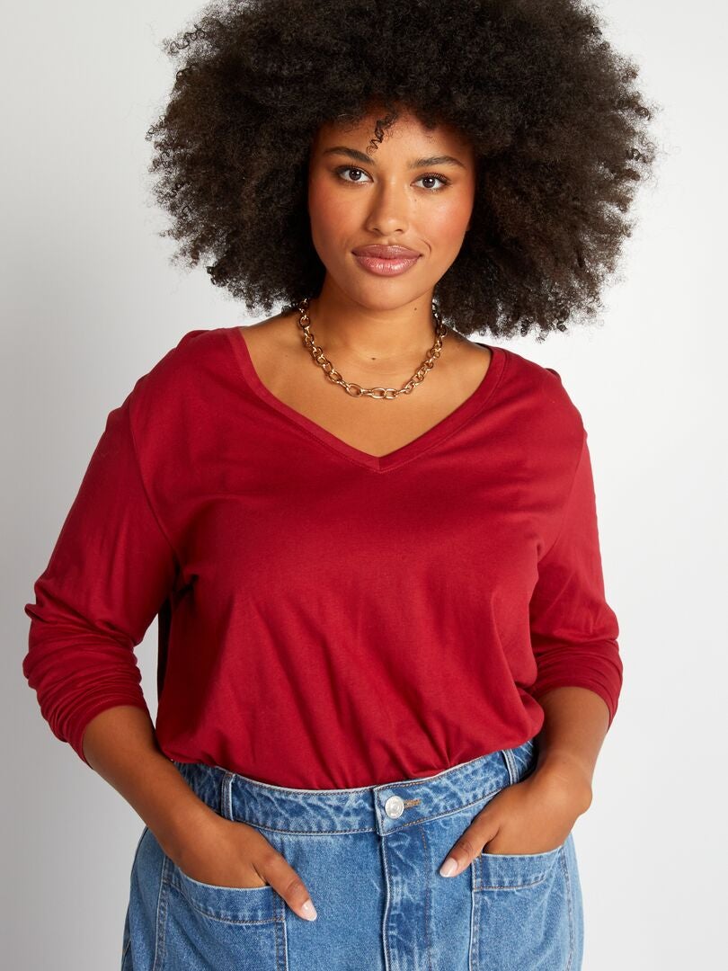 Basic shirt kind rood best sale lange mouw