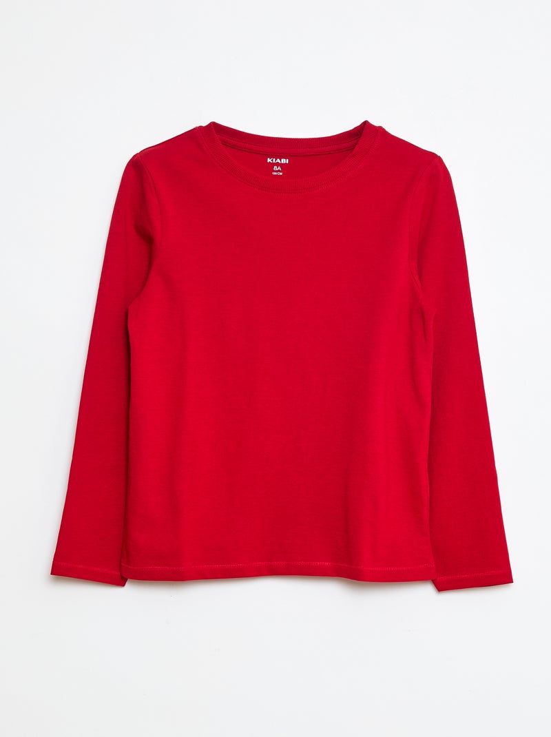 Basic T-shirt met lange mouw Rood - Kiabi