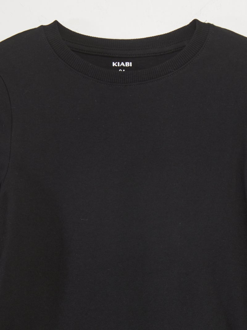 Basic T-shirt met lange mouwen zwart - Kiabi