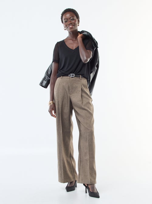 Basic T-shirt met mouwen van nettricot - Kiabi