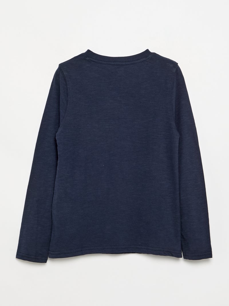 Basic T-shirt met Tunische kraag Blauw - Kiabi
