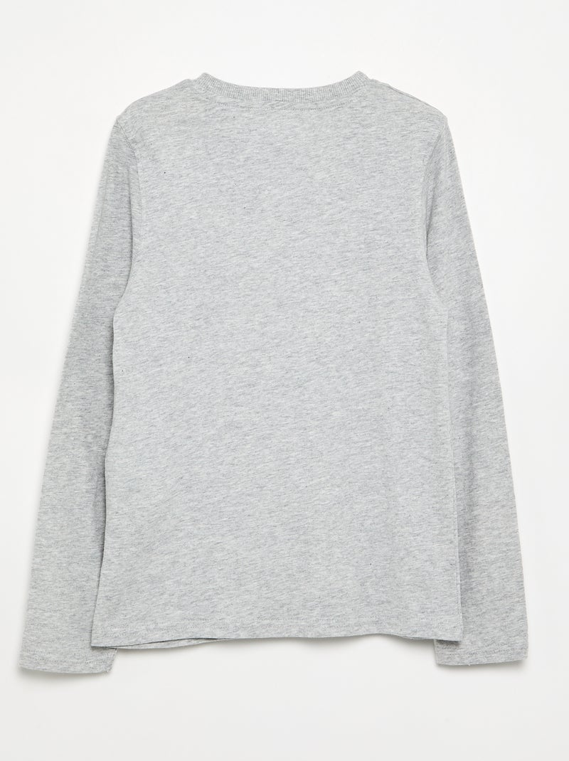 Basic T-shirt met Tunische kraag Grijs - Kiabi