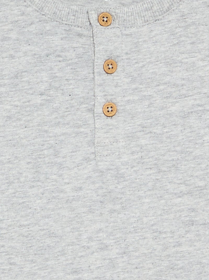Basic T-shirt met Tunische kraag Grijs - Kiabi