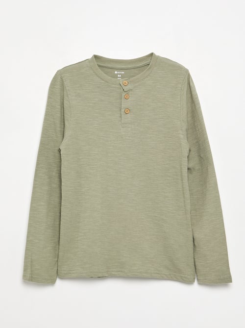 Basic T-shirt met Tunische kraag - Kiabi Basic T-shirt met Tunische kraag - Kiabi