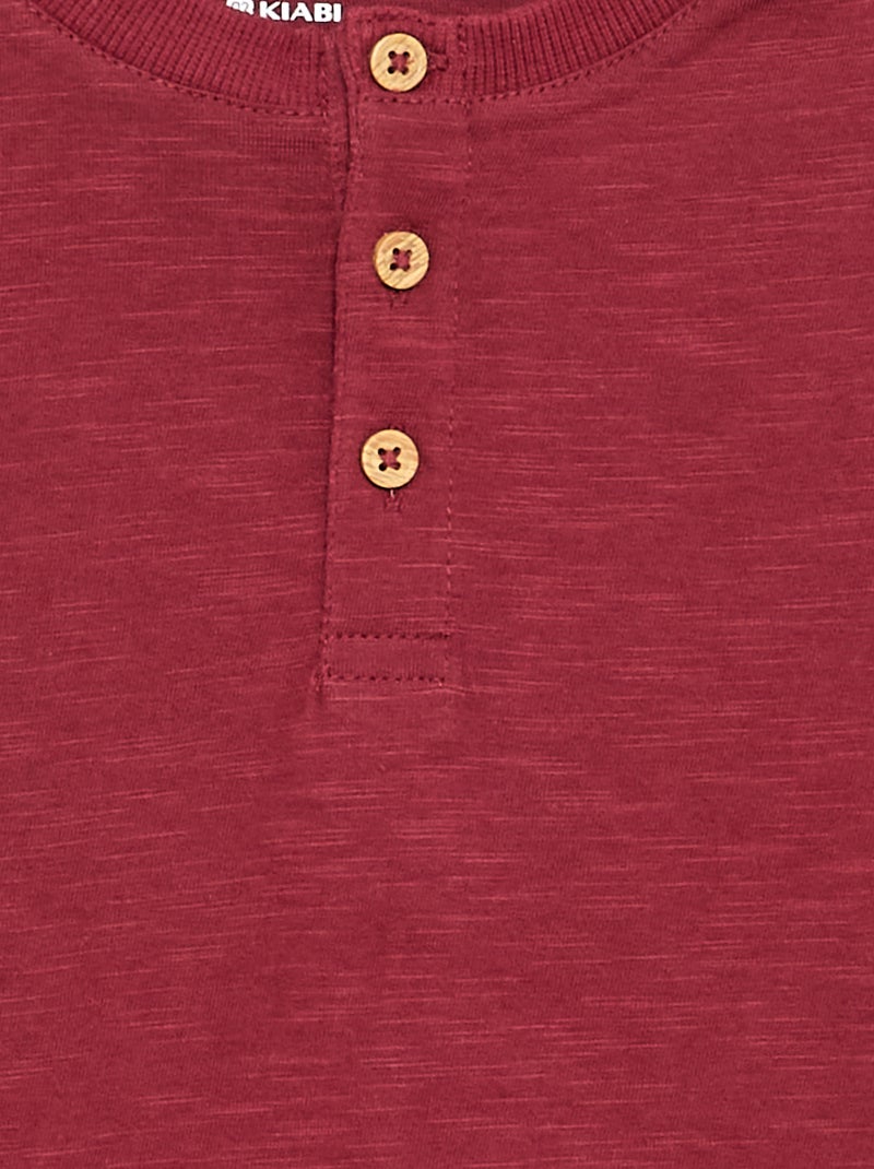 Basic T-shirt met Tunische kraag Rood - Kiabi