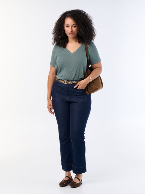 Basic T-shirt met V-hals en korte mouwen - Kiabi