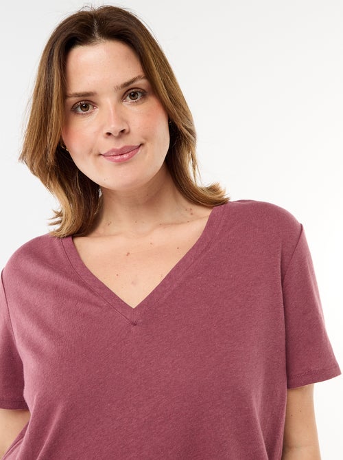 Basic T-shirt met V-hals en korte mouwen - Kiabi