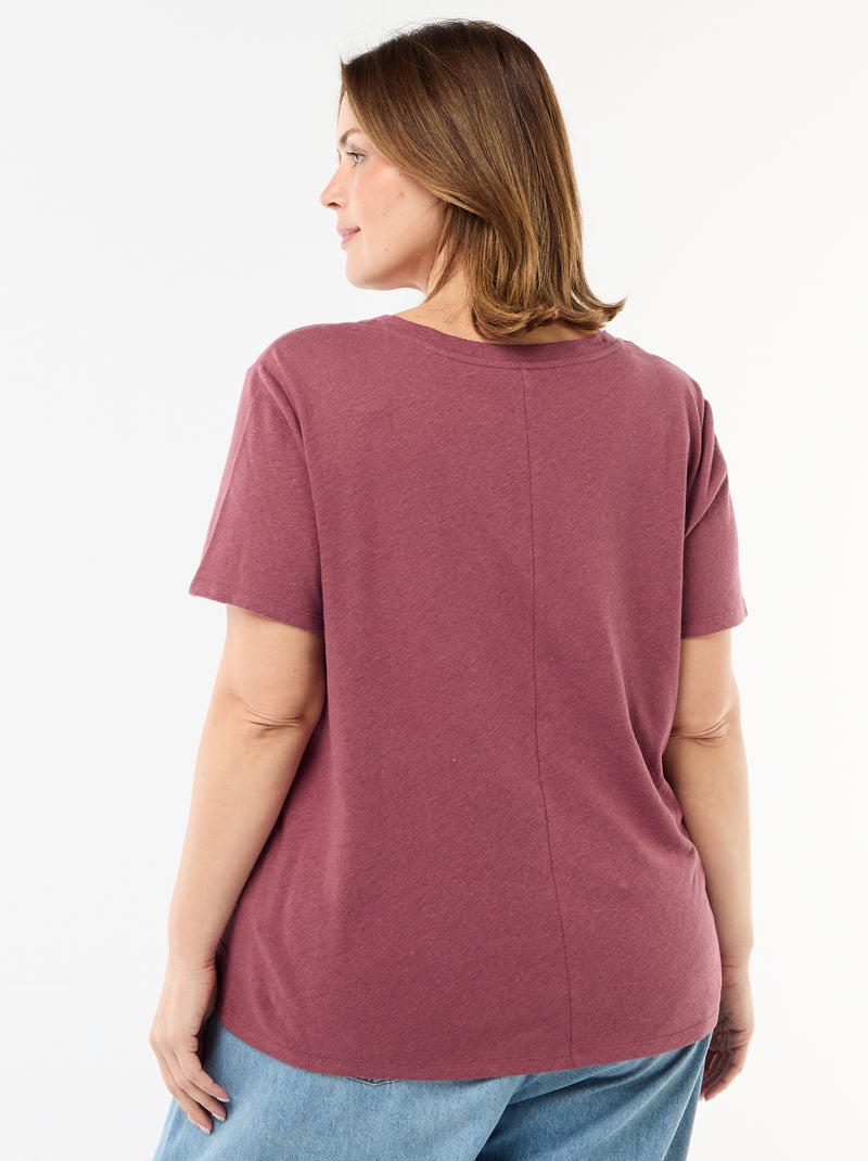 Basic T-shirt met V-hals en korte mouwen Rose - Kiabi