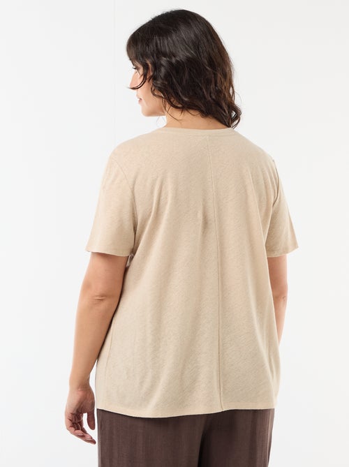 Basic T-shirt met V-hals en korte mouwen - Kiabi