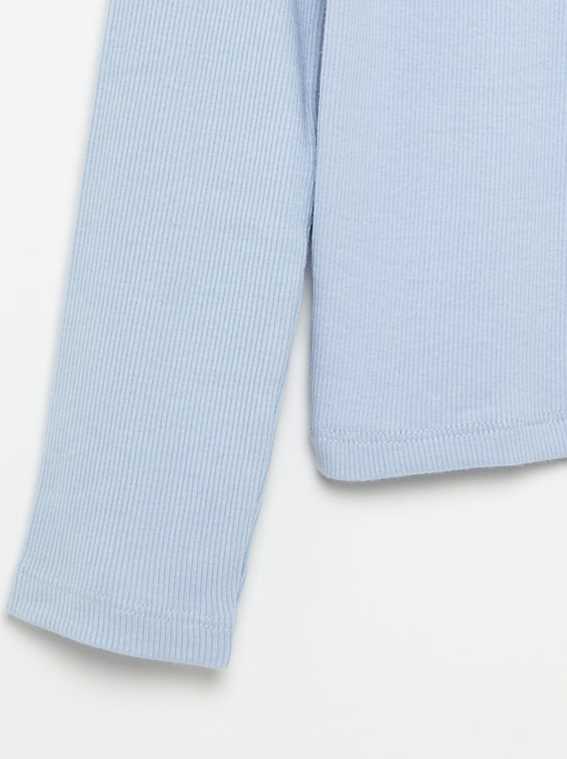 Basic T-shirt van ribstof Blauw - Kiabi