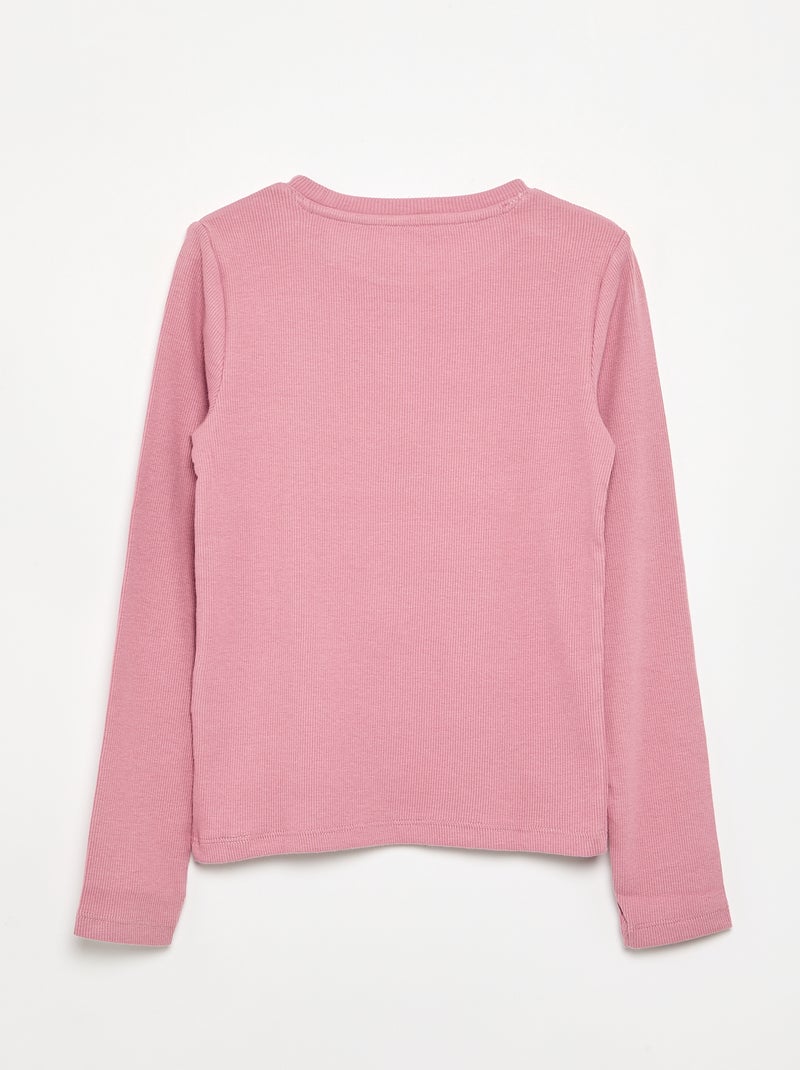 Basic T-shirt van ribstof Rose - Kiabi