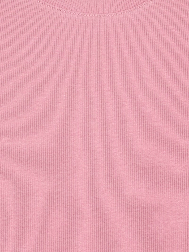 Basic T-shirt van ribstof Rose - Kiabi