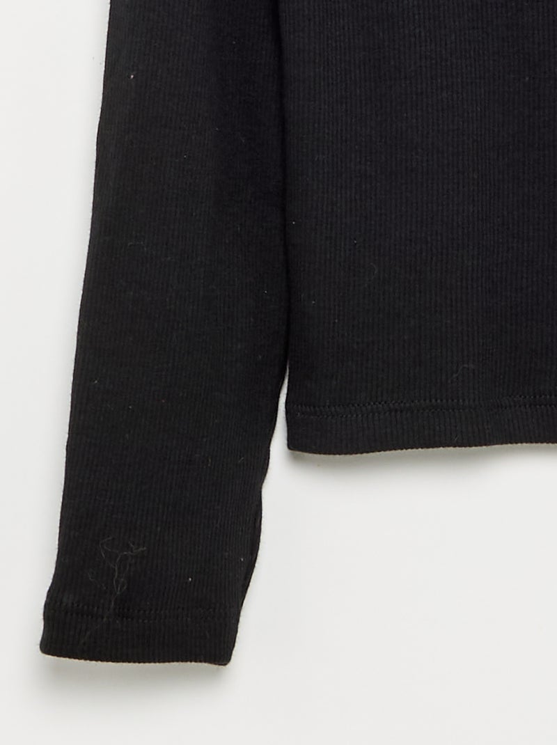Basic T-shirt van ribstof Zwart - Kiabi