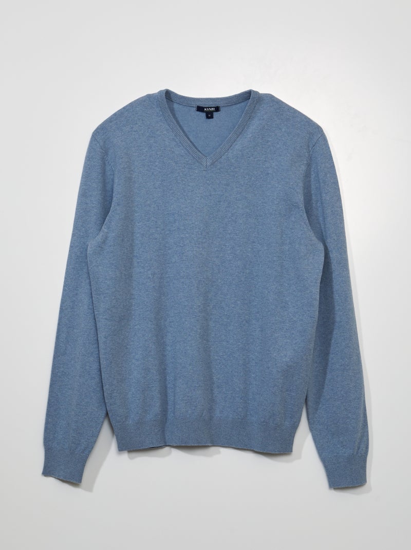 Basic trui van effen tricot BLAUW - Kiabi