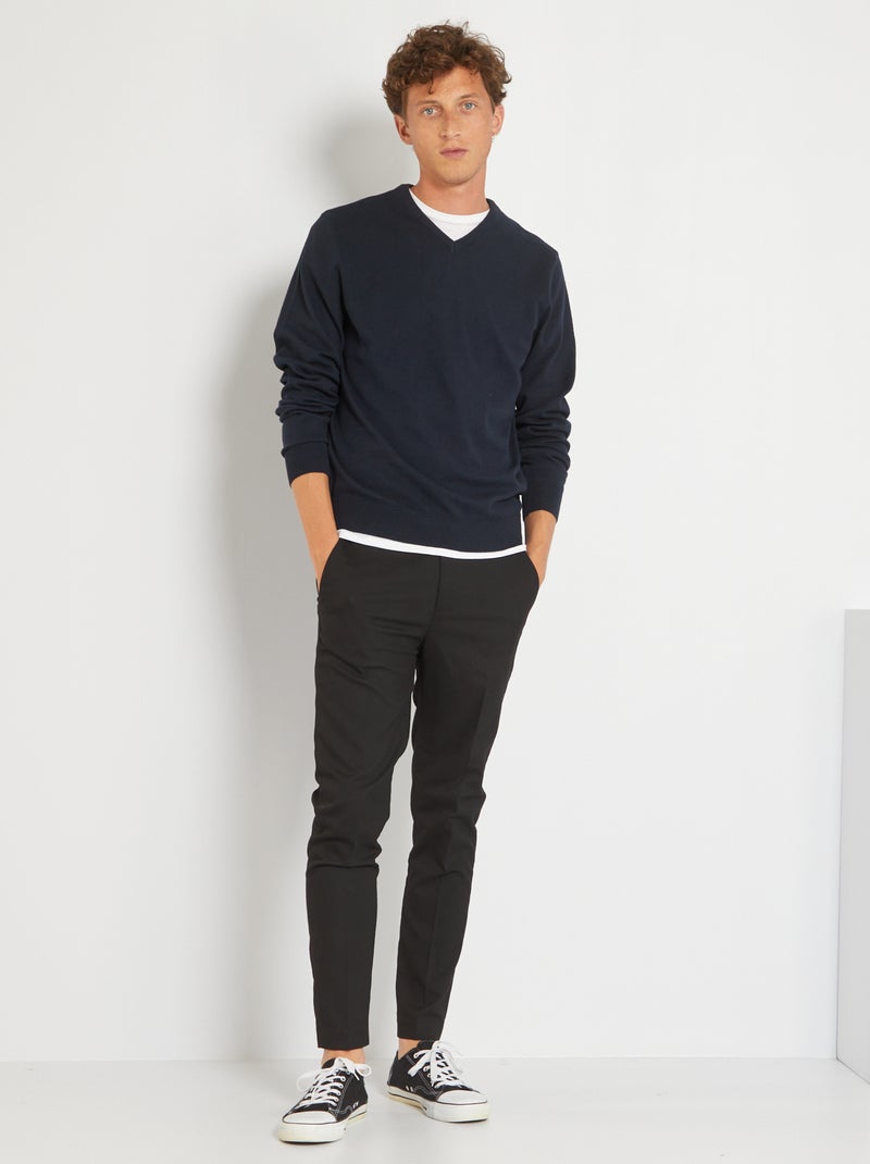 Basic trui van effen tricot BLAUW - Kiabi