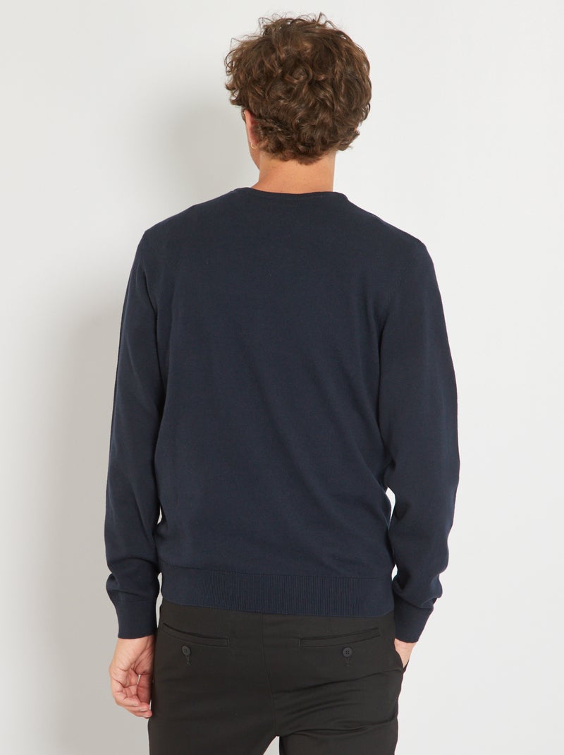 Basic trui van effen tricot BLAUW - Kiabi
