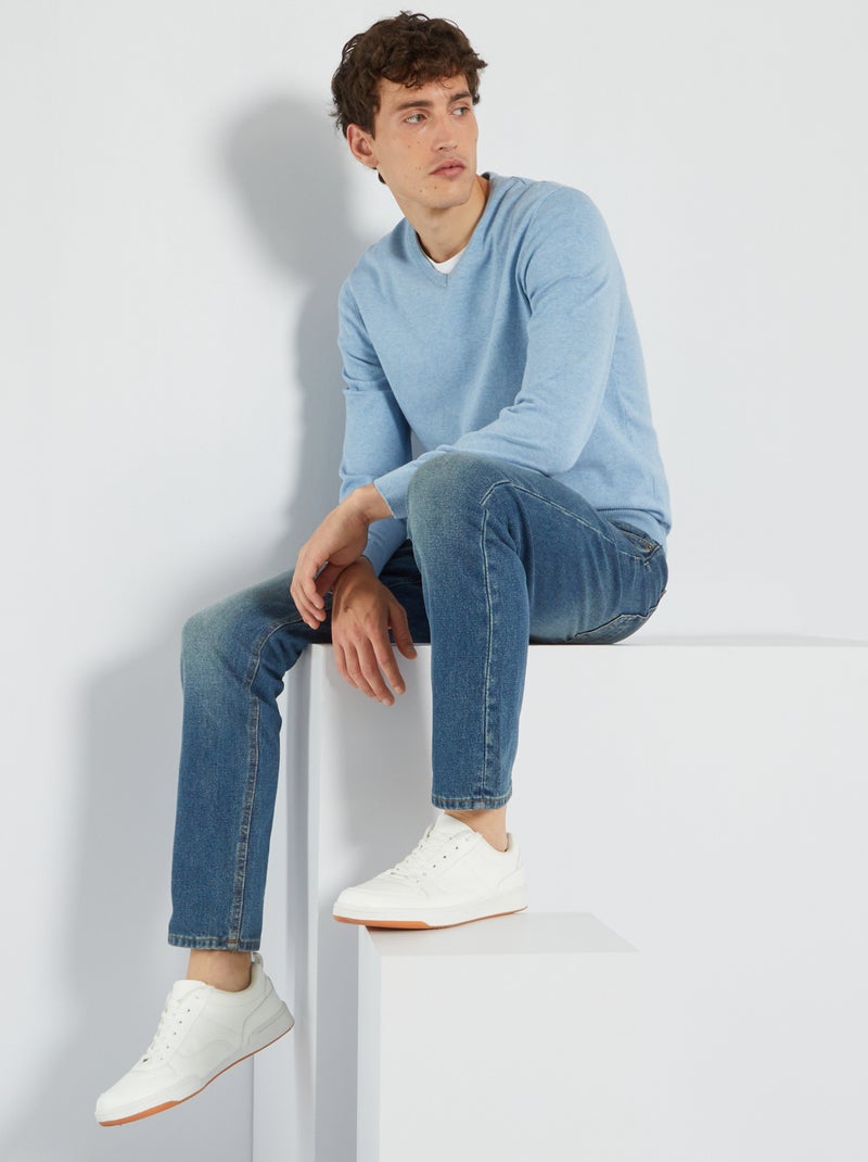 Basic trui van effen tricot BLAUW - Kiabi