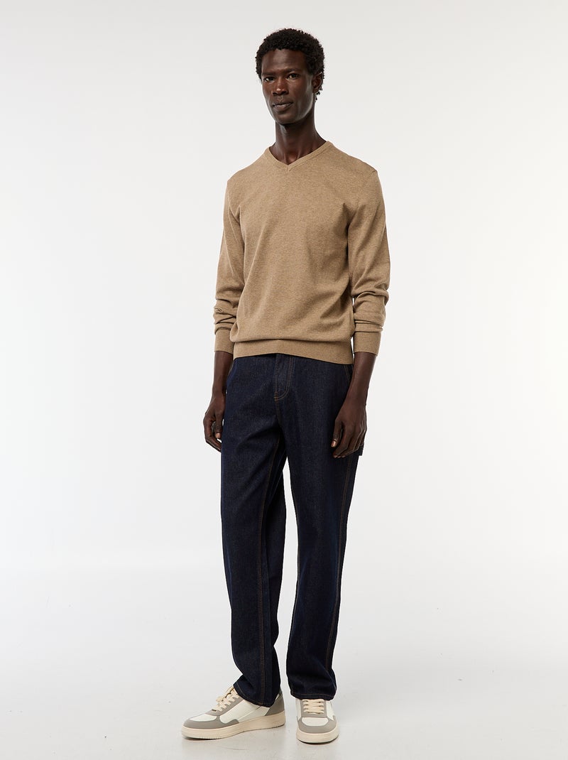 Basic trui van effen tricot Bruin - Kiabi