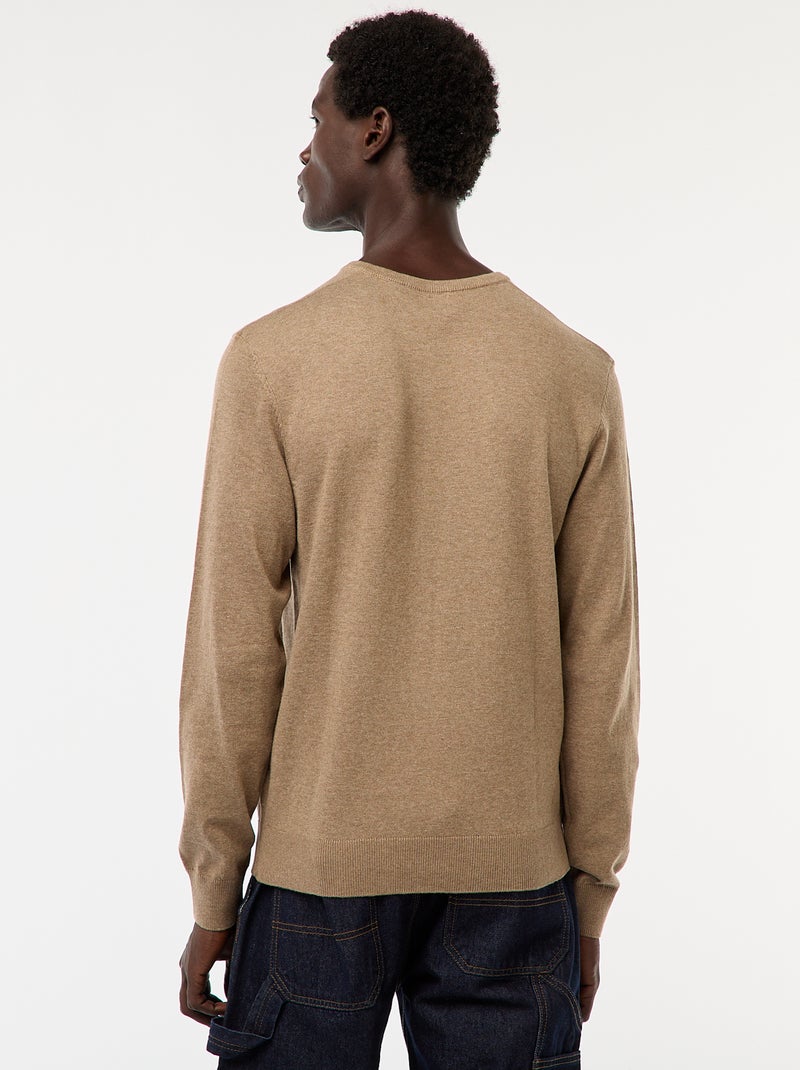 Basic trui van effen tricot Bruin - Kiabi
