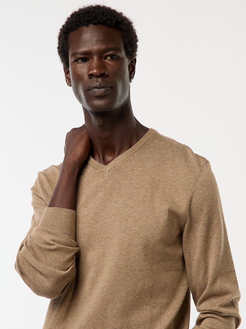 Basic trui van effen tricot Bruin - Kiabi