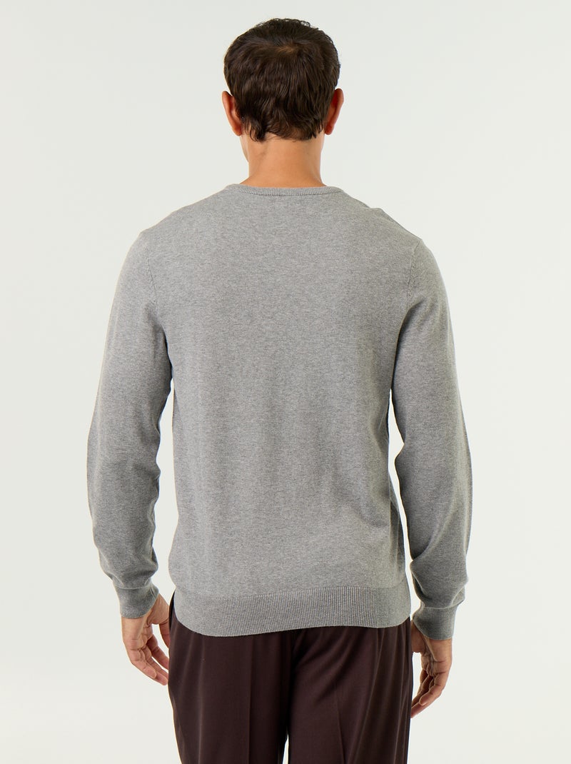 Basic trui van effen tricot Grijs - Kiabi