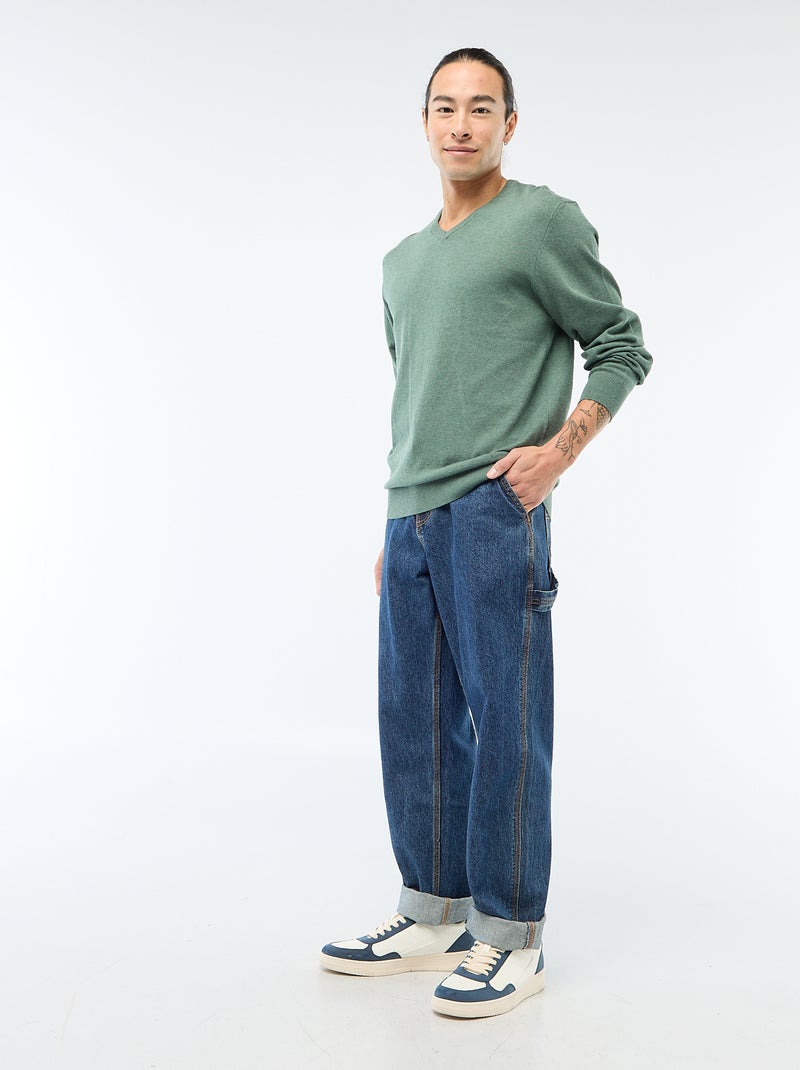 Basic trui van effen tricot Groen - Kiabi