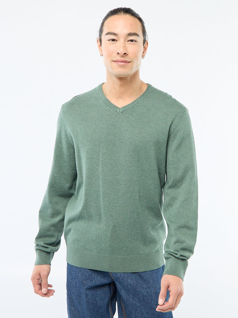 Basic trui van effen tricot Groen - Kiabi