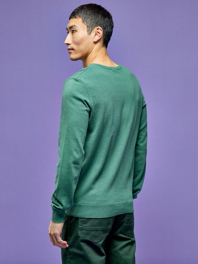 Basic trui van effen tricot kopergroen - Kiabi