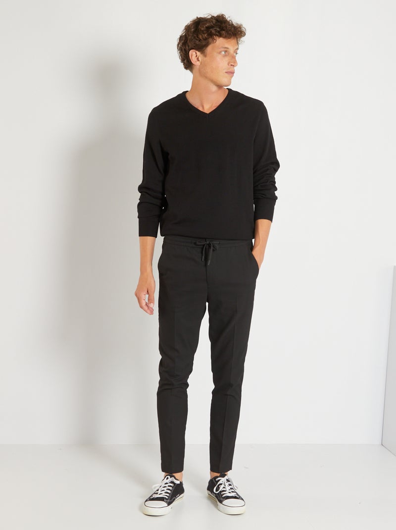 Basic trui van effen tricot zwart - Kiabi