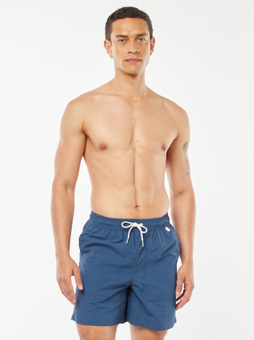 Basic zwemshort met gestreepte voering - Kiabi