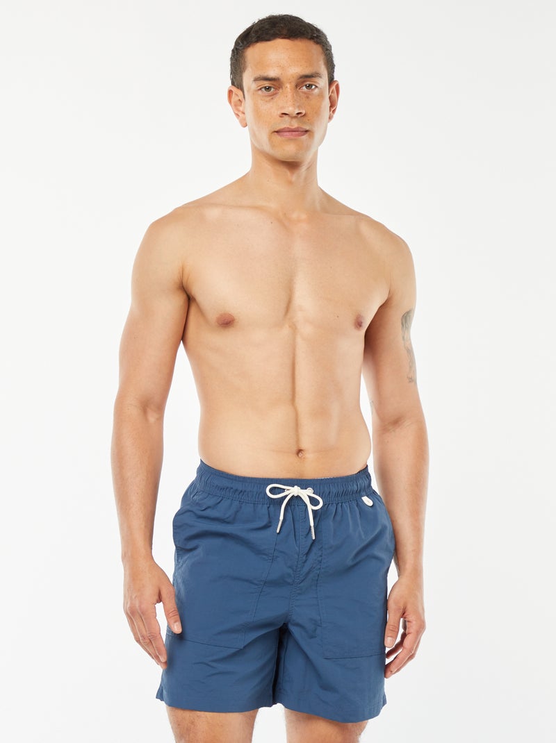 Basic zwemshort met gestreepte voering BLAUW - Kiabi