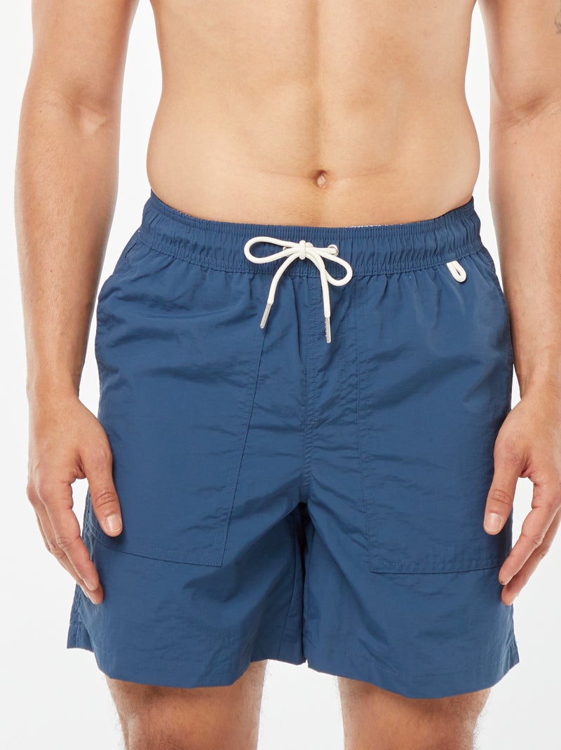 Basic zwemshort met gestreepte voering BLAUW - Kiabi