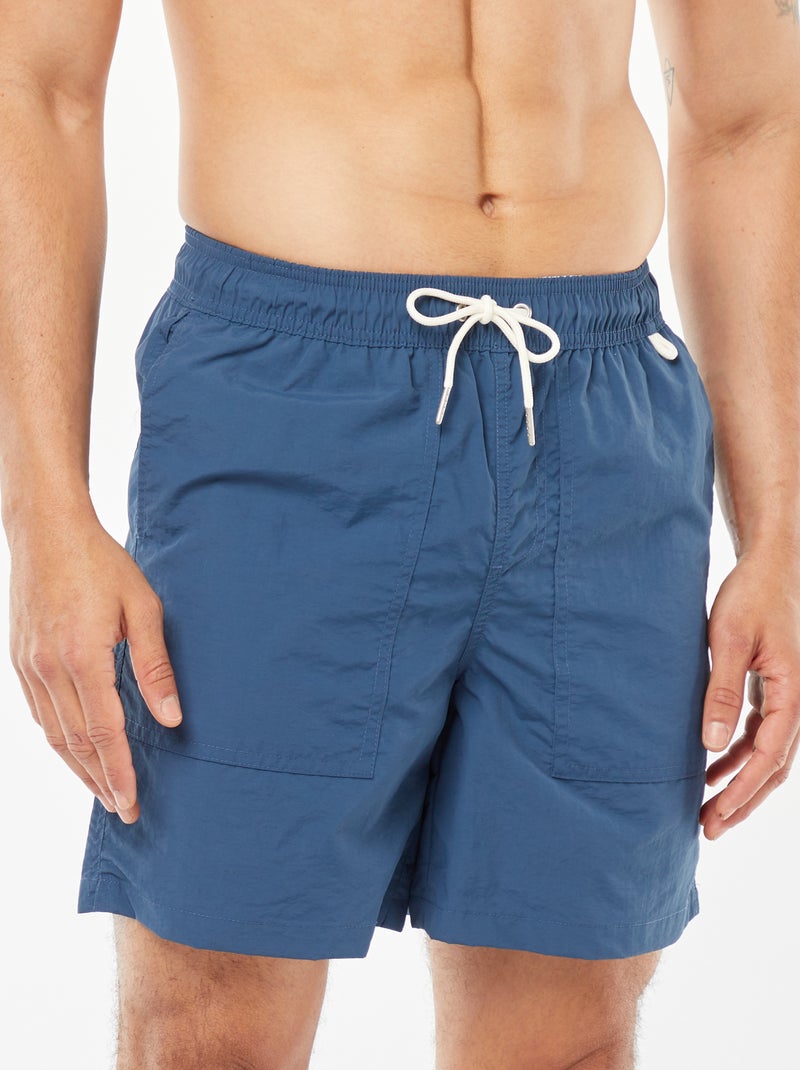 Basic zwemshort met gestreepte voering BLAUW - Kiabi
