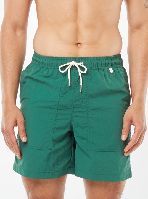 Basic zwemshort met gestreepte voering - Kiabi