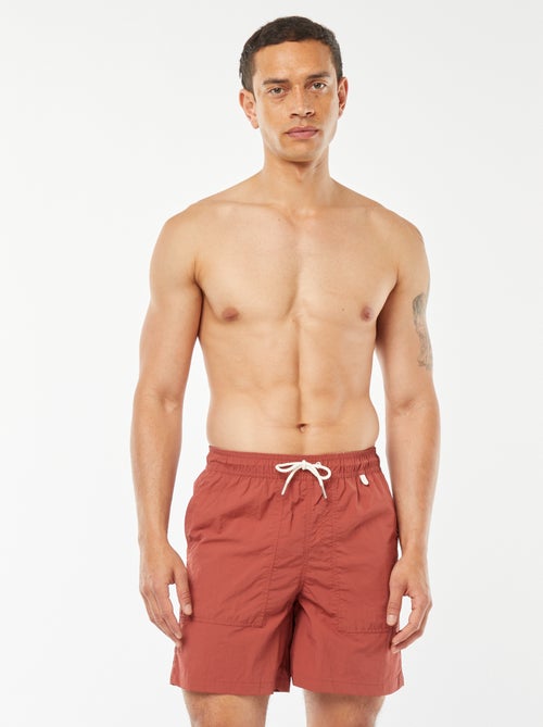Basic zwemshort met gestreepte voering - Kiabi