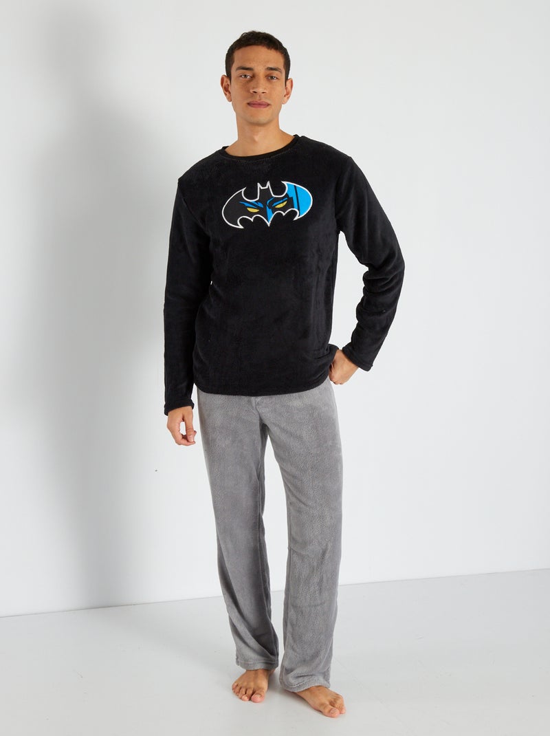Batman-pyjama van fleecetricot zwart - Kiabi