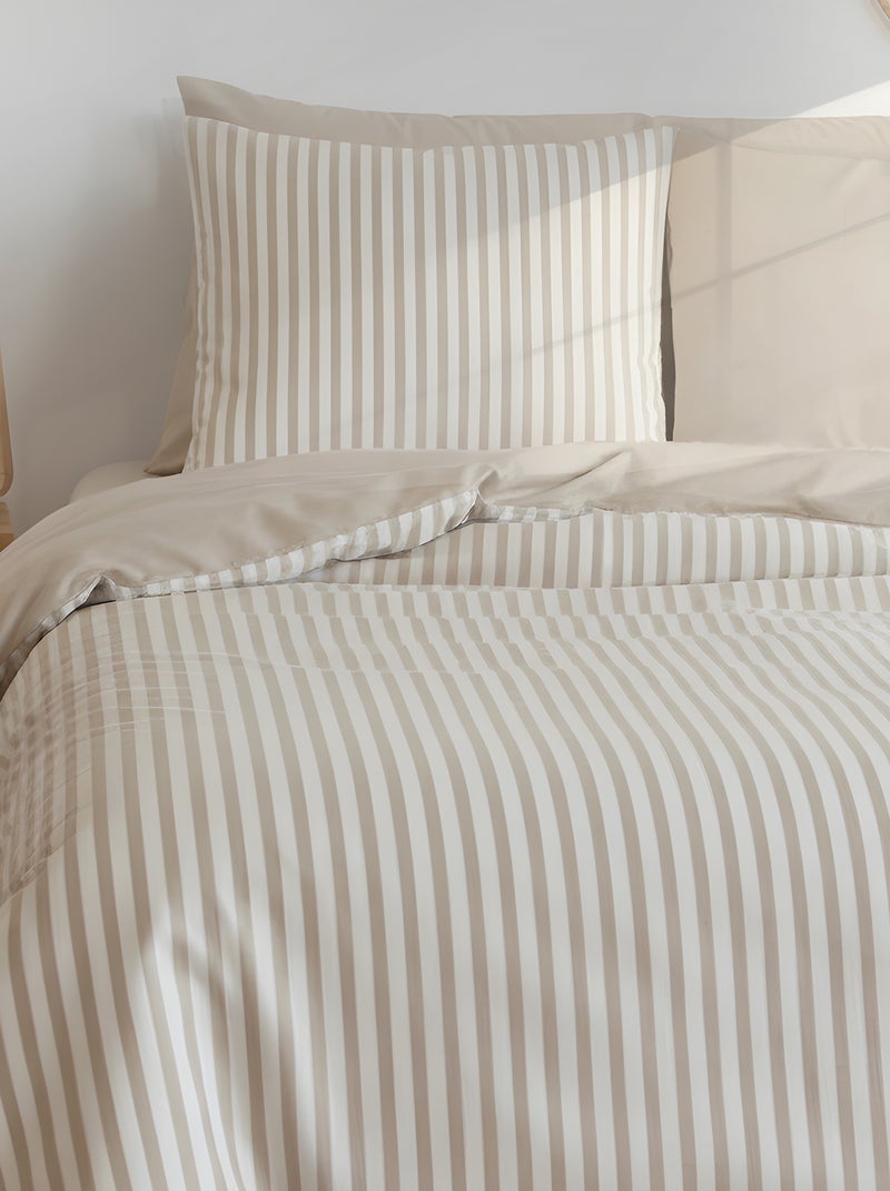 Beddengoedset 2-persoons (240 x 220 cm of 260 x 240 cm) - 1 dekbedovertrek + 2 kussenslopen Beige - Kiabi