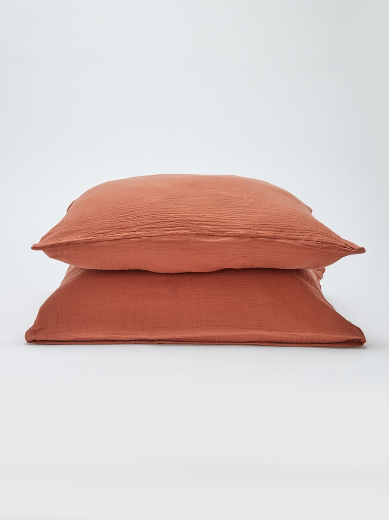 Beddengoedset 2-persoons (260 x 240 cm) van katoenen gaas - Kiabi Home BRUIN - Kiabi