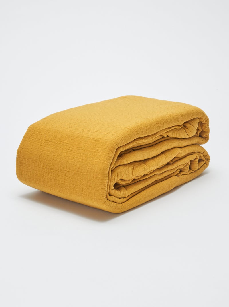 Beddengoedset 2-persoons (260 x 240 cm) van katoenen gaas - Kiabi Home GEEL - Kiabi