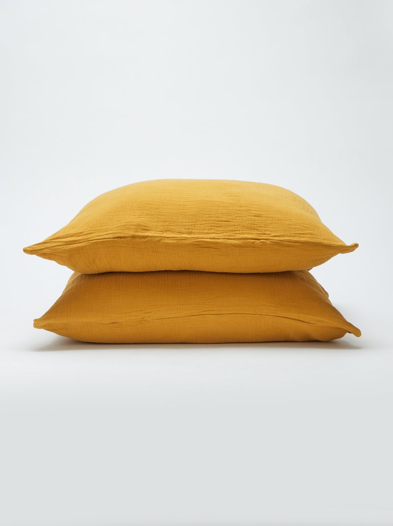 Beddengoedset 2-persoons (260 x 240 cm) van katoenen gaas - Kiabi Home GEEL - Kiabi