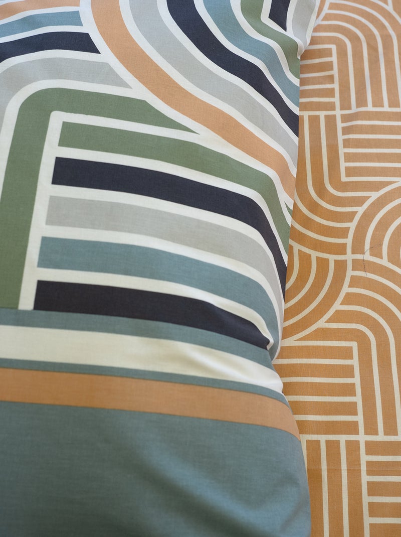 Beddengoedset met print - 240x220 cm - 2 personen Groen - Kiabi