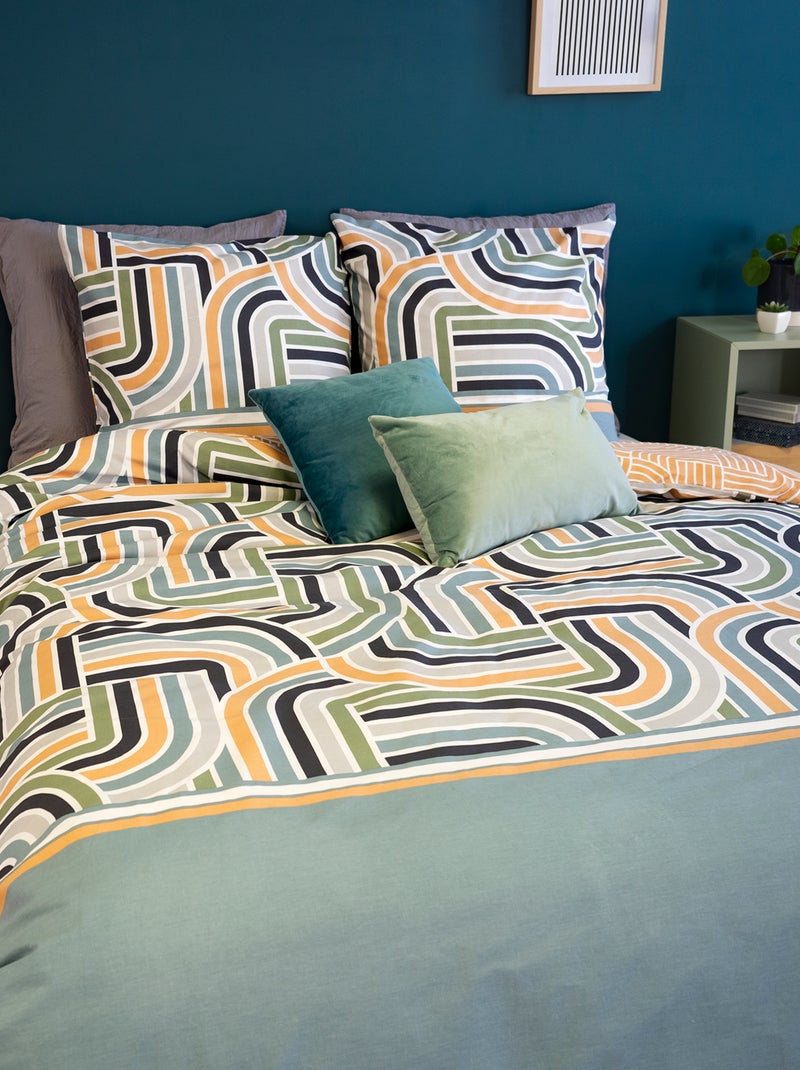 Beddengoedset met print - 240x220 cm - 2 personen Groen - Kiabi