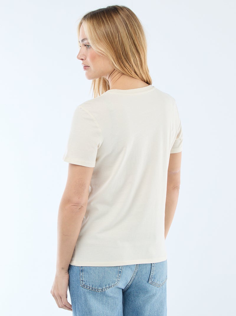 Bedrukt dames-T-shirt van katoen met ronde hals Groen - Kiabi