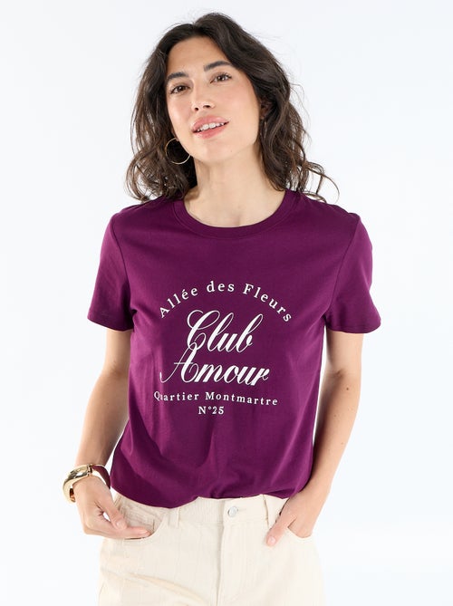 Bedrukt dames-T-shirt van katoen met ronde hals - Kiabi