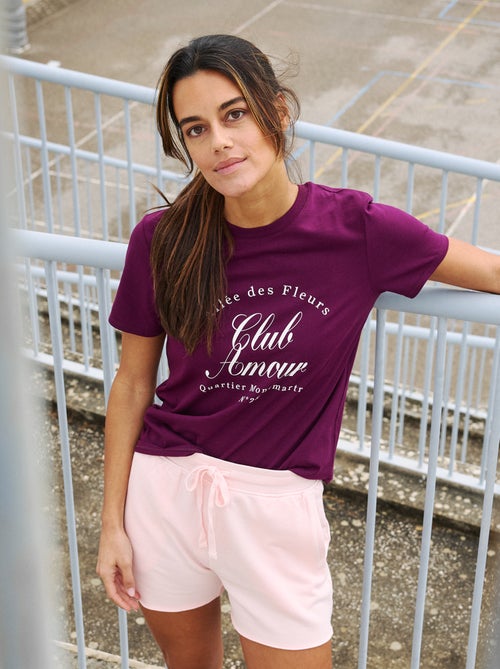 Bedrukt dames-T-shirt van katoen met ronde hals - Kiabi