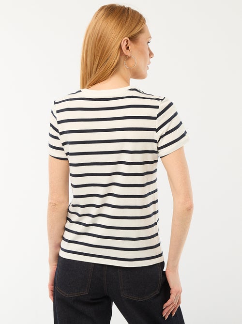 Bedrukt dames-T-shirt van katoen met ronde hals - Kiabi Bedrukt dames-T-shirt van katoen met ronde hals - Kiabi