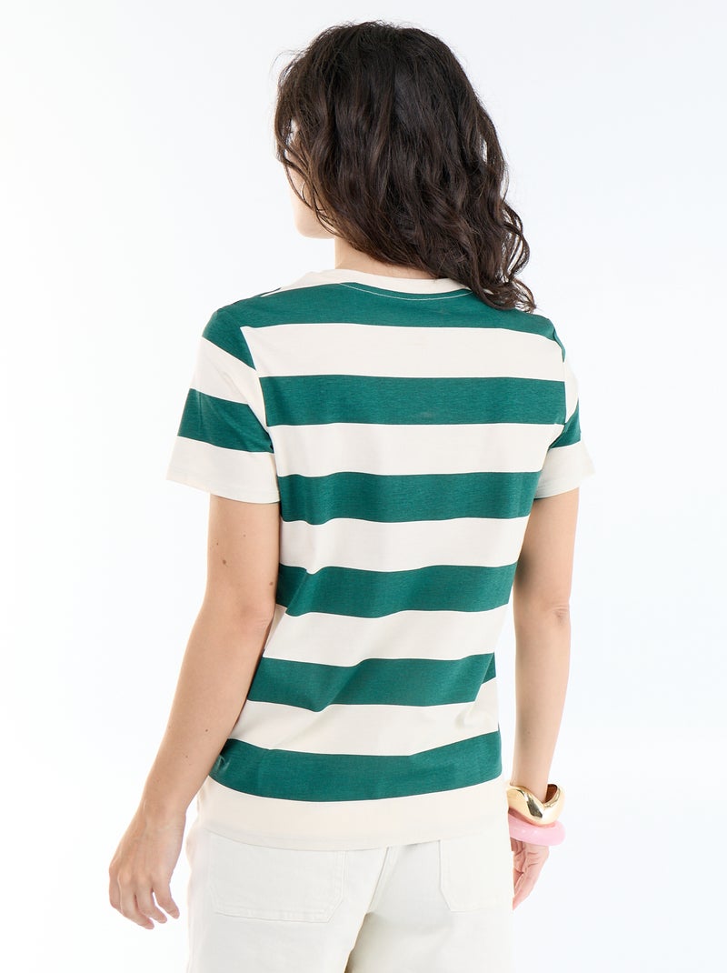 Bedrukt dames-T-shirt van katoen met ronde hals Wit - Kiabi