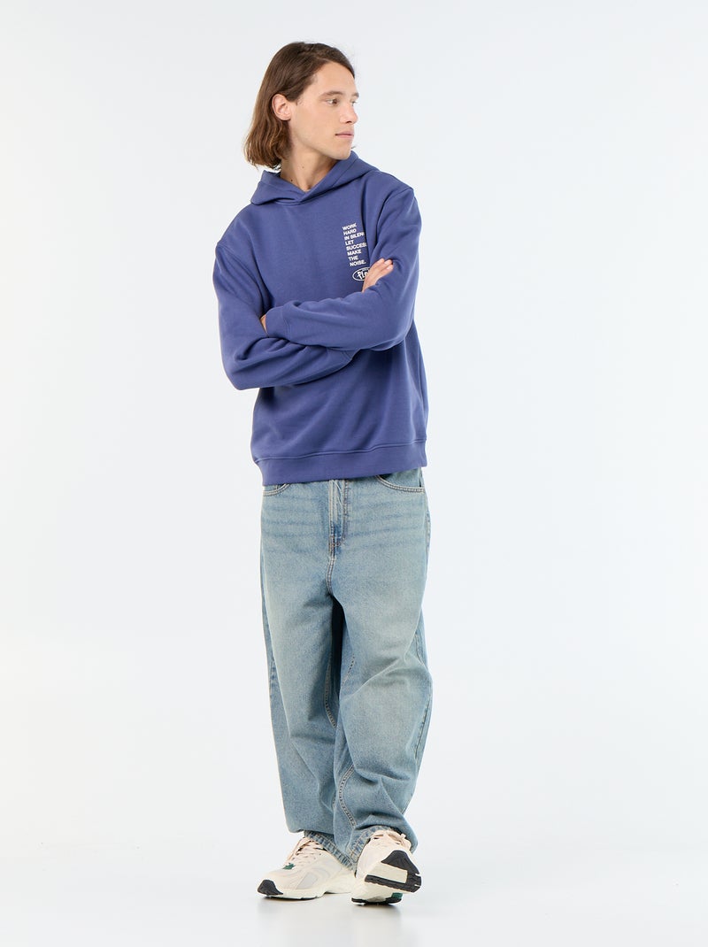 Bedrukt molton sweatshirt met capuchon Blauw - Kiabi
